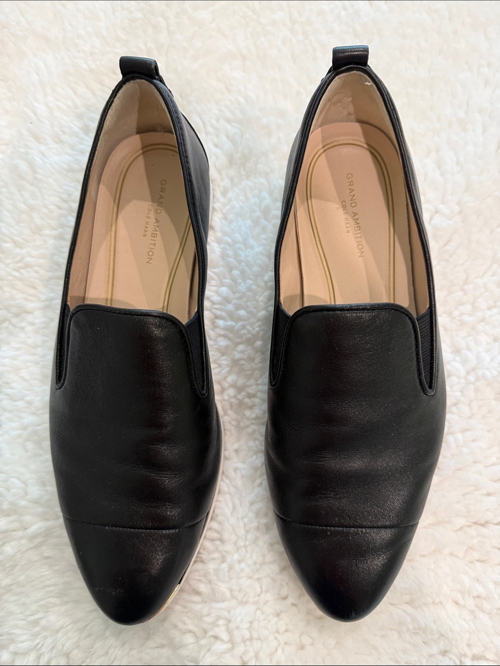 Cole Haan Black Leather Pointed Slip-On Loafers